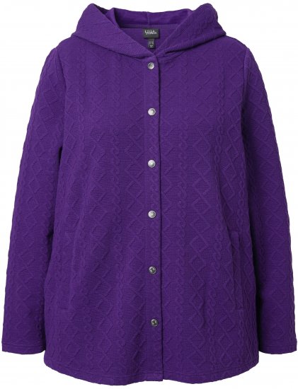 Ulla Popken Cable Knit Long Sleeve Hoodie Deep Violet - Sudaderas y hoodies - 