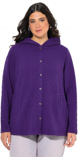 Ulla Popken Cable Knit Long Sleeve Hoodie Deep Violet - Sudaderas y hoodies - 