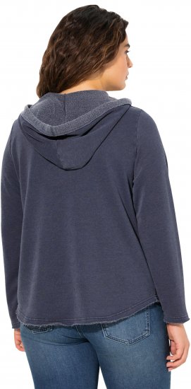 Ulla Popken Open Edged Long Sleeve V-Neck Hoodie Navy - Sudaderas y hoodies - 