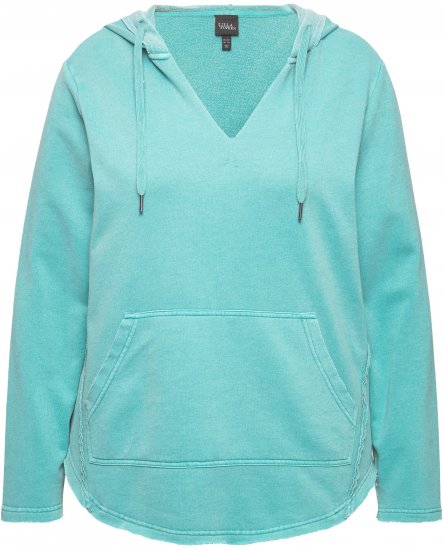 Ulla Popken Open Edged Long Sleeve V-Neck Hoodie Mint Green - Sudaderas y hoodies - 