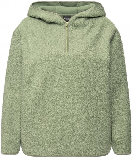 Ulla Popken Teddy Plush Long Sleeve Hoodie Sage Green - Sudaderas y hoodies - 