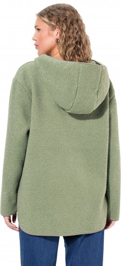 Ulla Popken Teddy Plush Long Sleeve Hoodie Sage Green - Sudaderas y hoodies - 