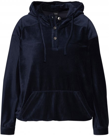 Ulla Popken Corduroy Hoodie Navy - Sudaderas y hoodies - 
