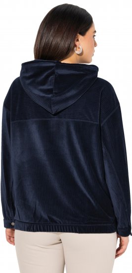 Ulla Popken Corduroy Hoodie Navy - Sudaderas y hoodies - 