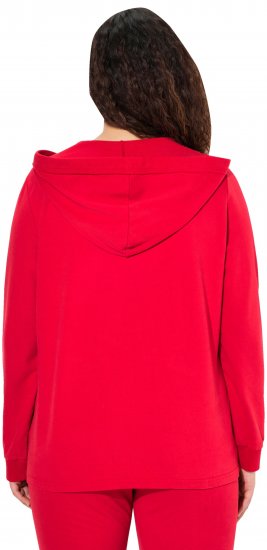 Ulla Popken Plunge Neck Long Sleeve Hoodie Salsa Red - Sudaderas y hoodies - 