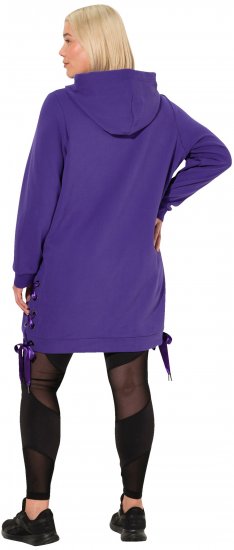 Ulla Popken Longline Lace Up Hoodie Purple - Sudaderas y hoodies - 