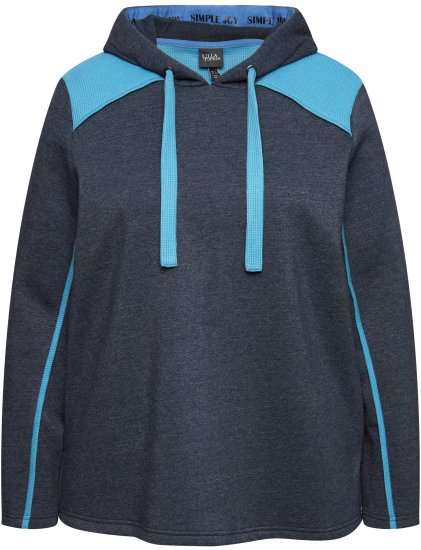 Ulla Popken Waffle Pique Contrast Color Hoodie Navy - Sudaderas y hoodies - 