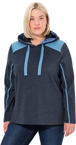 Ulla Popken Waffle Pique Contrast Color Hoodie Navy - Sudaderas y hoodies - 