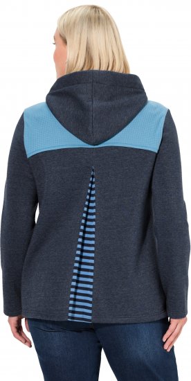 Ulla Popken Waffle Pique Contrast Color Hoodie Navy - Sudaderas y hoodies - 