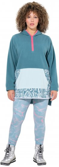 Ulla Popken Floral Detail Fleece Hoodie Ice Green - Sudaderas y hoodies - 