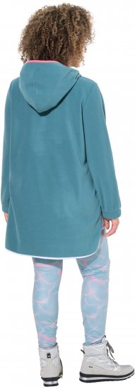Ulla Popken Floral Detail Fleece Hoodie Ice Green - Sudaderas y hoodies - 