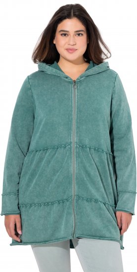 Ulla Popken Tiered Flounce Panel Zip Up Hoodie Green - Sudaderas y hoodies - 