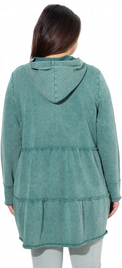 Ulla Popken Tiered Flounce Panel Zip Up Hoodie Green - Sudaderas y hoodies - 