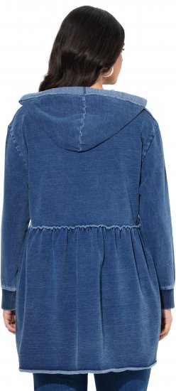 Ulla Popken Indigo Dyed Flounce Panel Hoodie Blue - Sudaderas y hoodies - 