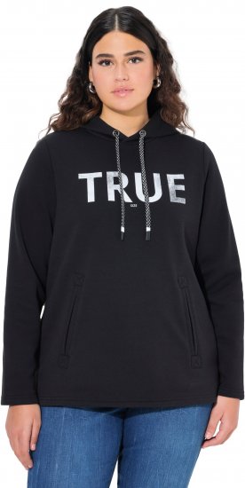 Ulla Popken TRUE Lettering Hoodie Black - Sudaderas y hoodies - 