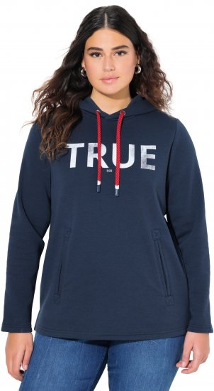 Ulla Popken TRUE Lettering Hoodie Navy Blue - Sudaderas y hoodies - 