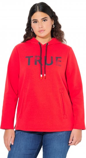 Ulla Popken TRUE Lettering Hoodie Neon Red - Sudaderas y hoodies - 