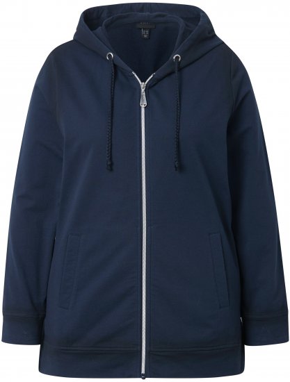Ulla Popken Decorative Seam Zip-Up Hoodie Navy - Sudaderas y hoodies - 