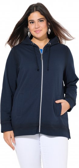 Ulla Popken Decorative Seam Zip-Up Hoodie Navy - Sudaderas y hoodies - 