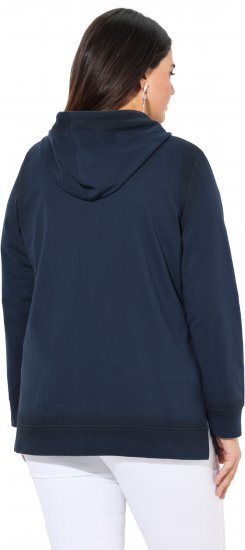 Ulla Popken Decorative Seam Zip-Up Hoodie Navy - Sudaderas y hoodies - 