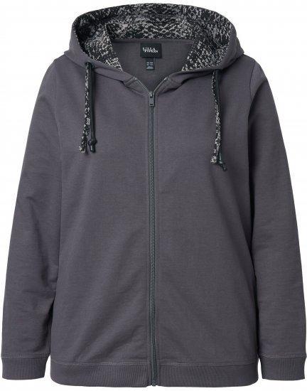 Ulla Popken Snake Detail Zip-Up Hoodie Graphite Grey - Sudaderas y hoodies - 