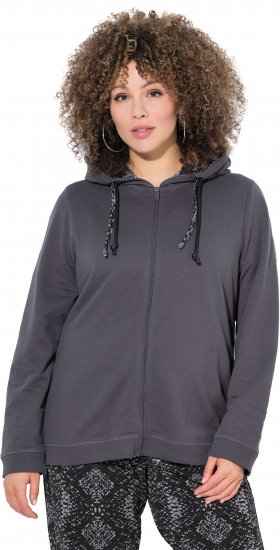 Ulla Popken Snake Detail Zip-Up Hoodie Graphite Grey - Sudaderas y hoodies - 