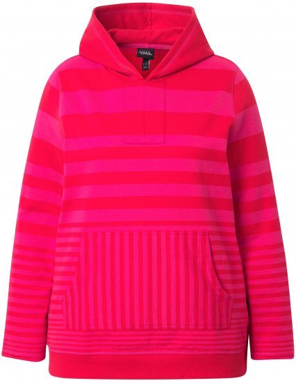 Ulla Popken Oversized Striped Long Sleeve Hoodie Lychee - Sudaderas y hoodies - 
