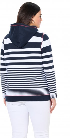 Ulla Popken Oversized Striped Long Sleeve Hoodie Ink Blue - Sudaderas y hoodies - 