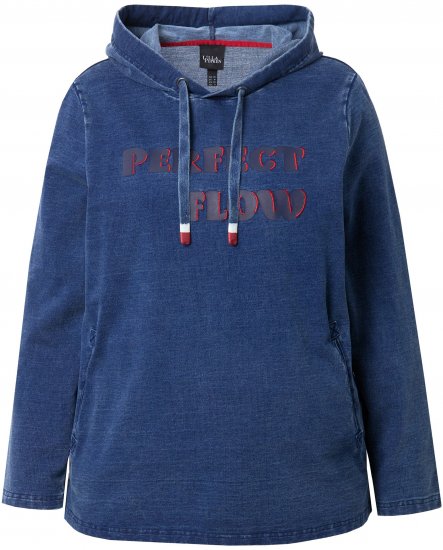 Ulla Popken Perfect Flow Embroidered Hoodie Indigo Denim - Sudaderas y hoodies - 