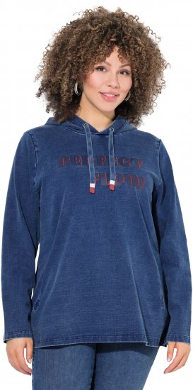 Ulla Popken Perfect Flow Embroidered Hoodie Indigo Denim - Sudaderas y hoodies - 