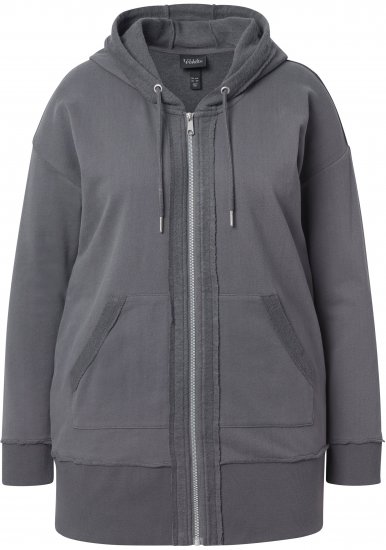 Ulla Popken Decorative Seam Zip-Up Hoodie Graphite Grey - Sudaderas y hoodies - 