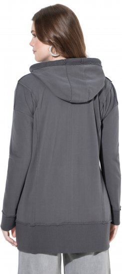 Ulla Popken Decorative Seam Zip-Up Hoodie Graphite Grey - Sudaderas y hoodies - 