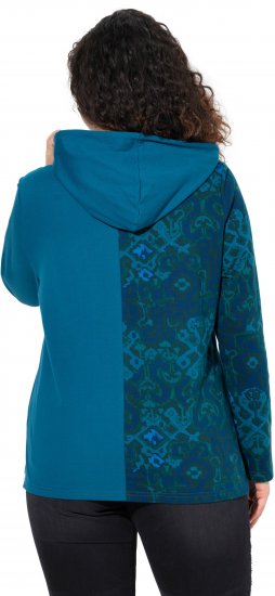 Ulla Popken Split Print LOVE Hoodie Teal - Sudaderas y hoodies - 