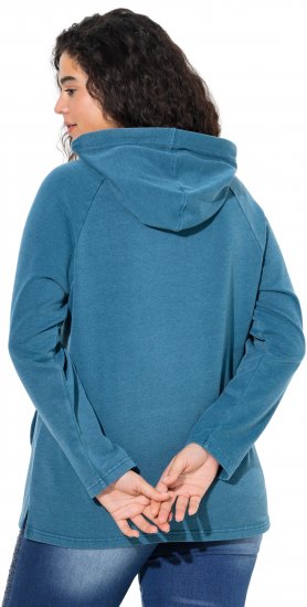 Ulla Popken Rhinestone Drawstring Moon Wash Hoodie Teal - Sudaderas y hoodies - 