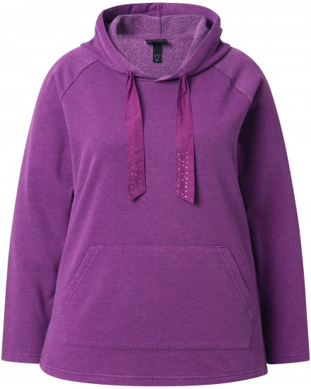 Ulla Popken Rhinestone Drawstring Moon Wash Hoodie Light Plum - Sudaderas y hoodies - 