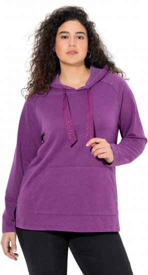 Ulla Popken Rhinestone Drawstring Moon Wash Hoodie Light Plum - Sudaderas y hoodies - 