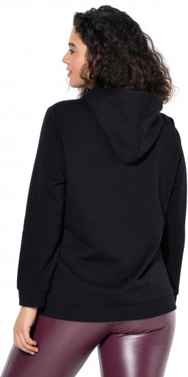 Ulla Popken Decorative Lace-Up Hoodie Black - Sudaderas y hoodies - 