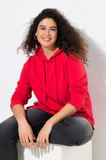 Ulla Popken Decorative Lace-Up Hoodie Lychee - Ulla Popken - Ulla Popken Ropa de Tallas Grandes