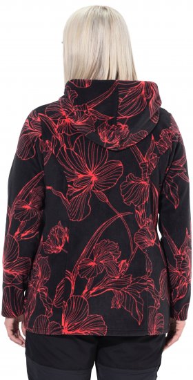 Ulla Popken Fleece Flower Print Zip-Up Hoodie Black - Sudaderas y hoodies - 