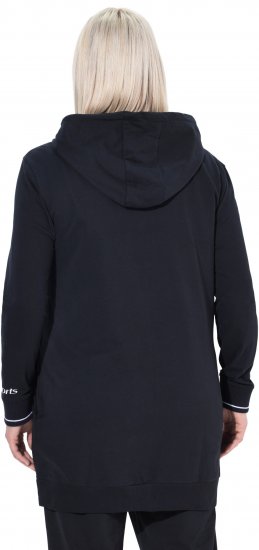 Ulla Popken Contrast Piping Zip-Up Hoodie Black - Sudaderas y hoodies - 