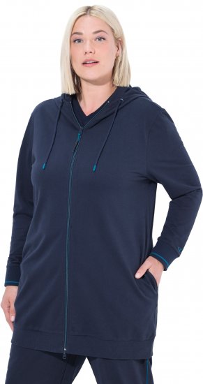 Ulla Popken Contrast Piping Zip-Up Hoodie Navy - Sudaderas y hoodies - 