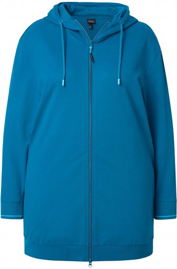 Ulla Popken Contrast Piping Zip-Up Hoodie Smoke Blue - Sudaderas y hoodies - 
