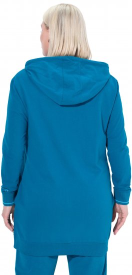 Ulla Popken Contrast Piping Zip-Up Hoodie Smoke Blue - Sudaderas y hoodies - 