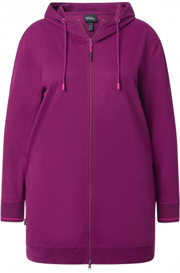 Ulla Popken Contrast Piping Zip-Up Hoodie Pink Berry - Sudaderas y hoodies - 