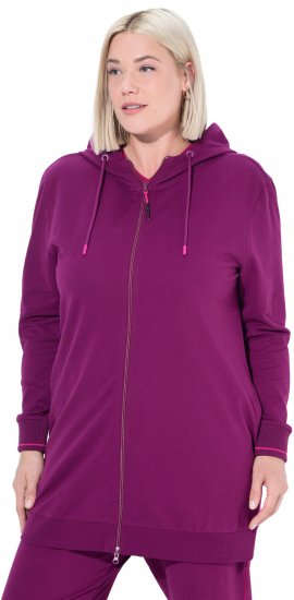 Ulla Popken Contrast Piping Zip-Up Hoodie Pink Berry - Sudaderas y hoodies - 