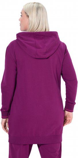 Ulla Popken Contrast Piping Zip-Up Hoodie Pink Berry - Sudaderas y hoodies - 