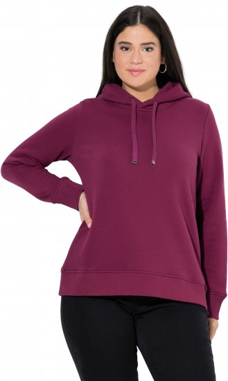 Ulla Popken Relaxed Fit Long Sleeve Hoodie Dark Berry - Sudaderas y hoodies - 