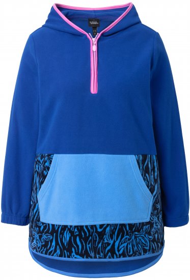 Ulla Popken Color Block Fleece Hoodie Denim Blue - Sudaderas y hoodies - 
