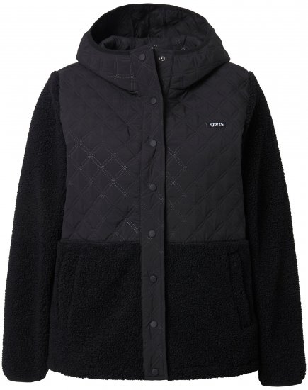 Ulla Popken Mixed Texture Hoodie Black - Sudaderas y hoodies - 