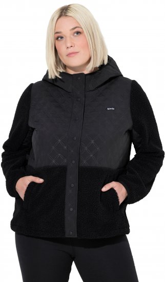 Ulla Popken Mixed Texture Hoodie Black - Sudaderas y hoodies - 